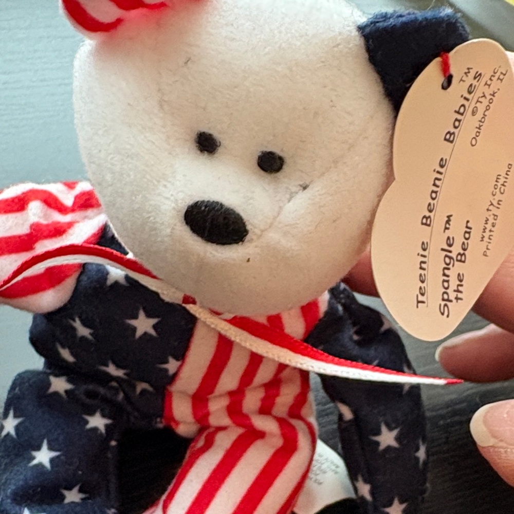Ty Teenie Beanie Babies Spangle The Bear with Stars and Stripes
